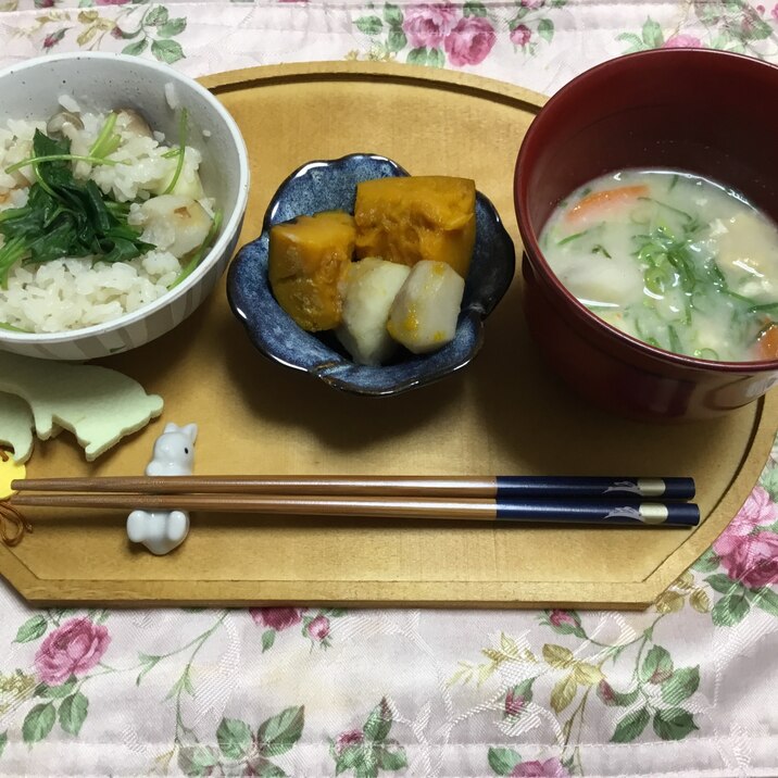 ハロウィン　お月見にも　かぼちゃと里芋の煮物